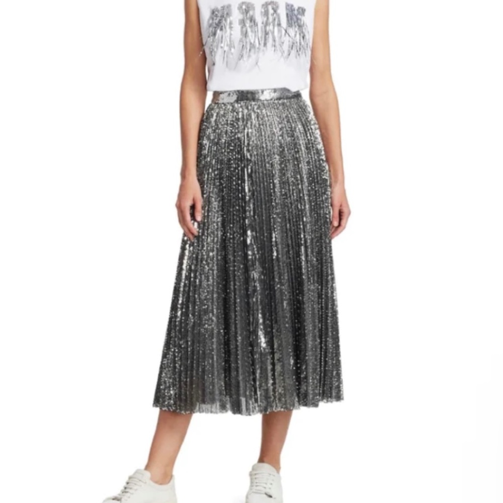 New! MSGM Sequin Pleated Midi Skirt - Picture 2 of 13
